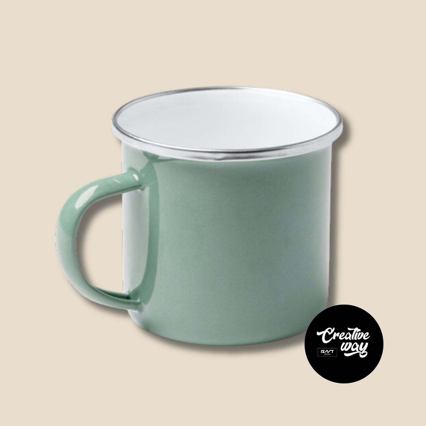 Taza esmaltada retro "Observadora" 360ml. Personalizable