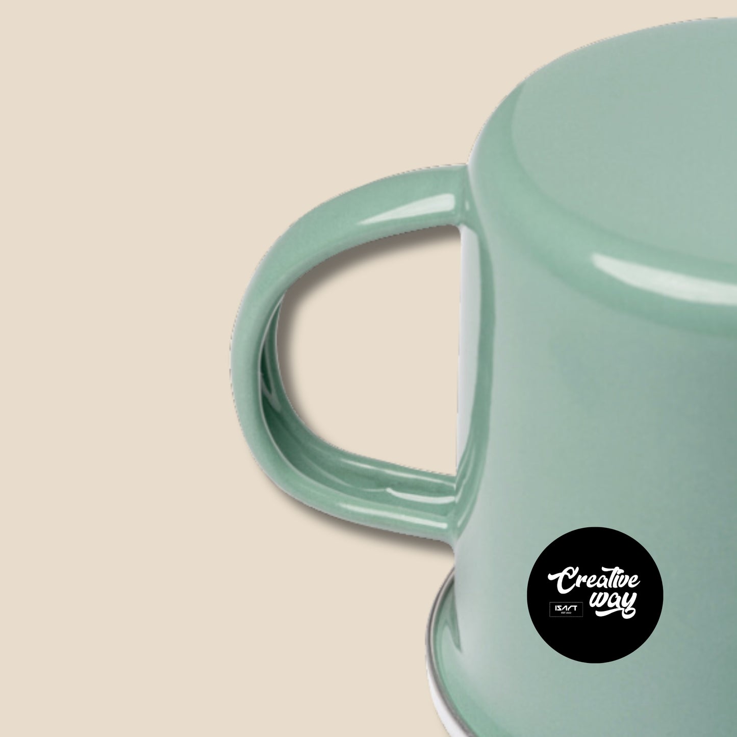 Taza esmaltada retro "Observadora" 360ml. Personalizable