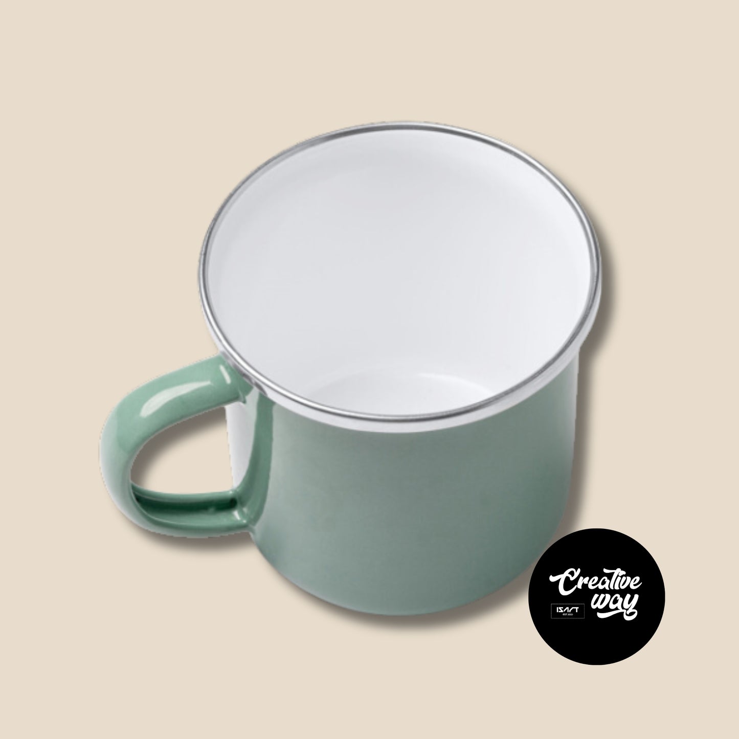 Taza esmaltada retro "Observadora" 360ml. Personalizable