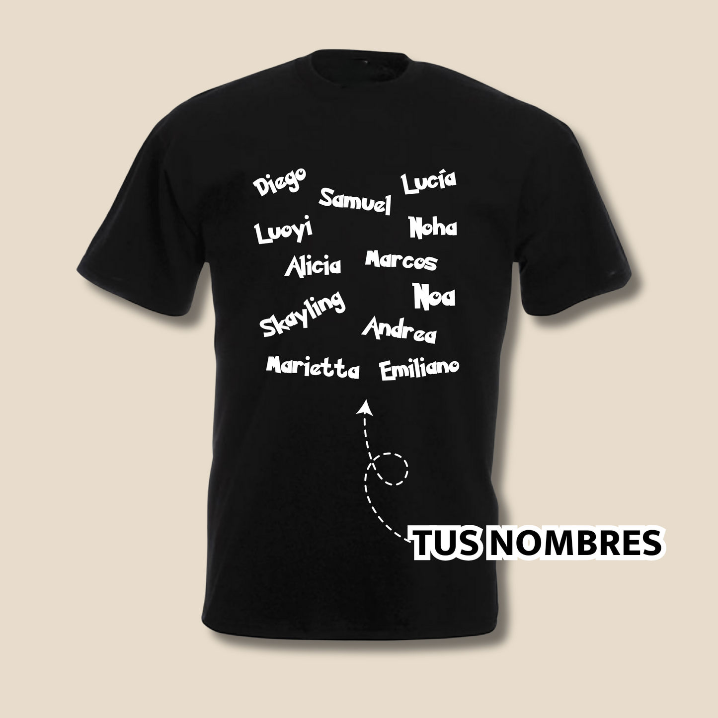 Camiseta "Nombres" personalizada